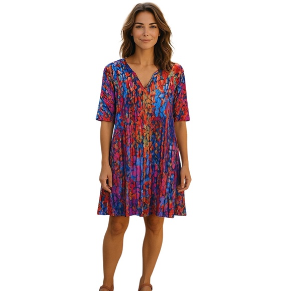 SHIFT DRESS XL Midi Stretchy pull over 100% polyester. Half sleeve. Lightweight. - Picture 1 of 9